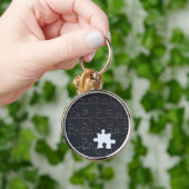 Vermisst Jigsaw Puzzle Piece schwarz Schlüsselanhänger (Hand)