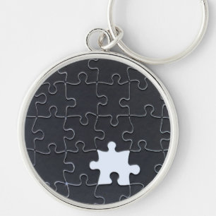 Vermisst Jigsaw Puzzle Piece schwarz Schlüsselanhänger