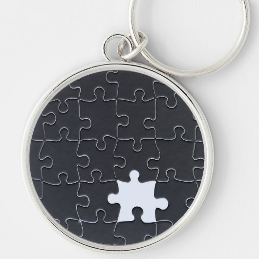 Vermisst Jigsaw Puzzle Piece schwarz Schlüsselanhänger (Vorne)