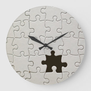 Vermisst Jigsaw Puzzle Piece White Große Wanduhr
