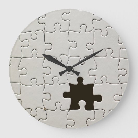 Vermisst Jigsaw Puzzle Piece White Große Wanduhr (Vorderseite)