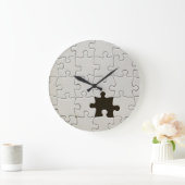Vermisst Jigsaw Puzzle Piece White Große Wanduhr (Zuhause)