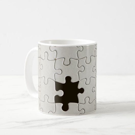 Vermisst Jigsaw Puzzle Piece White Kaffeetasse (Vorderseite Links)