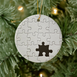 Vermisst Jigsaw Puzzle Piece White Keramik Ornament