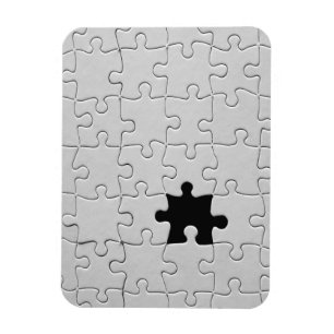 Vermisst Jigsaw Puzzle Piece White Magnet