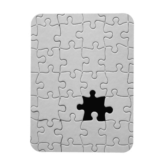 Vermisst Jigsaw Puzzle Piece White Magnet (Vertikal)