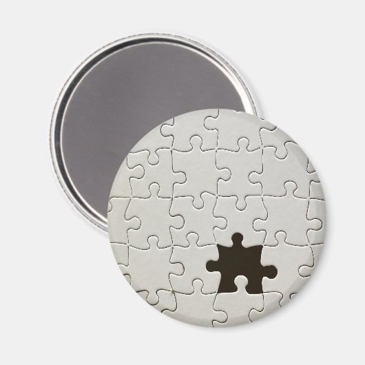 Vermisst Jigsaw Puzzle Piece White Magnet (Vorderseite/Rückseite)