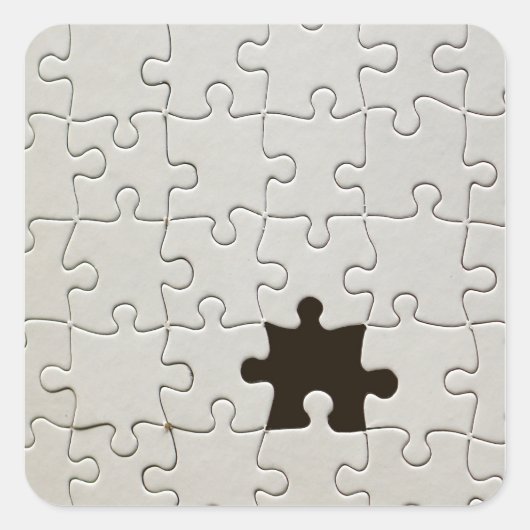 Vermisst Jigsaw Puzzle Piece White Quadratischer Aufkleber (Vorderseite)