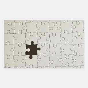 Vermisst Jigsaw Puzzle Piece White Rechteckiger Aufkleber