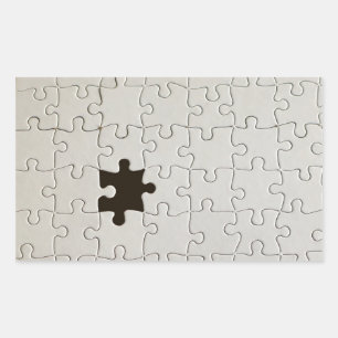 Vermisst Jigsaw Puzzle Piece White Rechteckiger Aufkleber