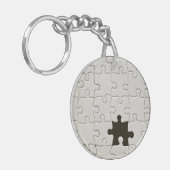 Vermisst Jigsaw Puzzle Piece White Schlüsselanhänger (Vorderseite links)