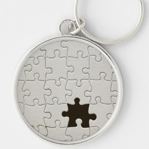 Vermisst Jigsaw Puzzle Piece White Schlüsselanhänger