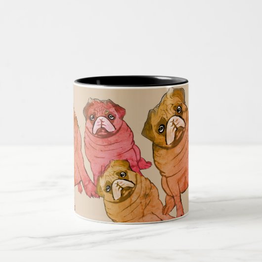Vermisst mein Mops Zweifarbige Tasse (Mittel)