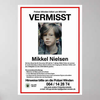 Vermisst Mikkel Nielsen Poster