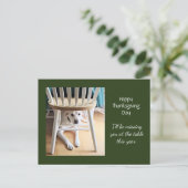 Vermisst Niedlicher weißer Hund Grüner Erntedank Postkarte (Stehend Vorderseite)