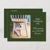 Vermisst Niedlicher weißer Hund Grüner Erntedank Postkarte (Vorne/Hinten)