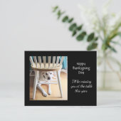 Vermisst Niedlicher weißer Hund Schwarzer Erntedan Postkarte (Stehend Vorderseite)