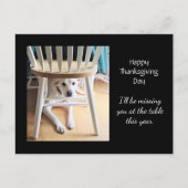 Vermisst Niedlicher weißer Hund Schwarzer Erntedan Postkarte (Vorderseite)