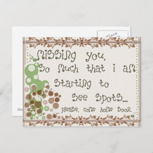 Vermisst Postkarte (Vorne/Hinten)