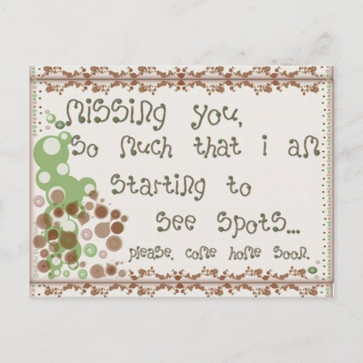 Vermisst Postkarte (Vorderseite)