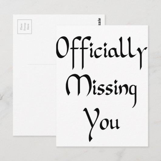 Vermisst Postkarte (Vorne/Hinten)