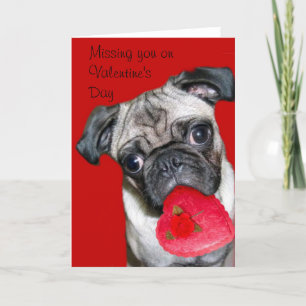 Vermisst Sie auf der Valentinstag Mops Grußkarte Feiertagskarte