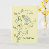 Vermisst Sie bei Euchre-Get Well Karte (Gelbe Blume)