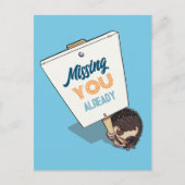 Vermisst Sie bereits Igel Picket Signieren Cartoon Postkarte (Vorderseite)