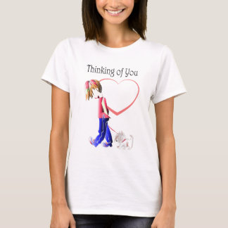 Vermisst Sie, gehende Kunst des niedlichen Jungen T-Shirt