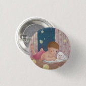 Vermisst Sie: Junge und Katze Illustration Button (Vorne & Hinten)