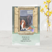 Vermisst Sie lieben Basset Hund Hund Hund an Windo Karte (Gelbe Blume)