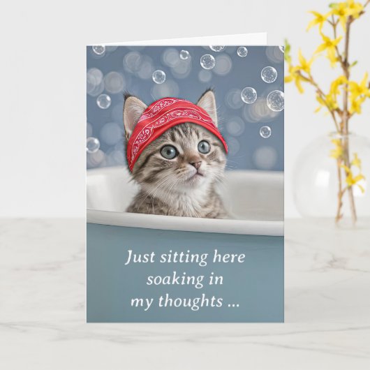 Vermisst Sie Niedlich Kitten Cat in einer Blase im Karte (Gelbe Blume)