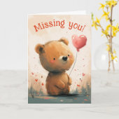 Vermisst Sie: Niedlicher Bär mit Ballon Karte (Gelbe Blume)