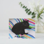 Vermisst Sie - Schwarze Katze Postkarte (Stehend Vorderseite)