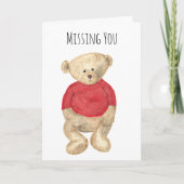 "Vermisst" Trauriger Teddybär mit Red Sweater Card Karte (Vorderseite)