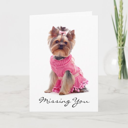 Vermisst You Yorkshire Terrier Greeting Card Verse Karte (Vorderseite)