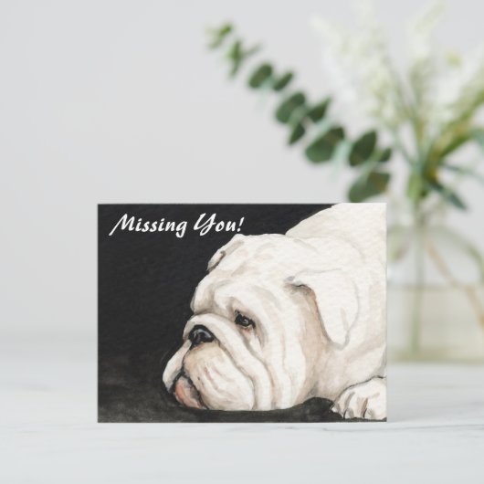 "Vermisste du" English Bulldog Postkarte (Stehend Vorderseite)