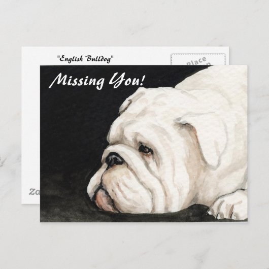 "Vermisste du" English Bulldog Postkarte (Vorne/Hinten)