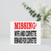 Vermisste Ehefrau und Korvettenbelohnung für Corve Postkarte (Stehend Vorderseite)