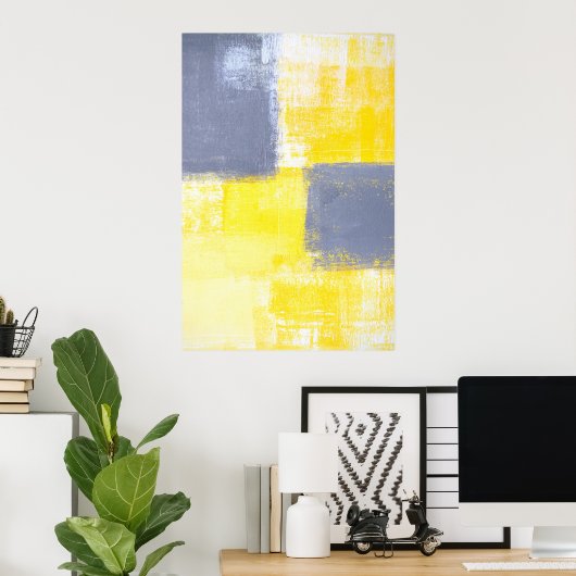 "Vermisste" Graue und gelbe Abstrakte Kunst Poster (Heimbüro)