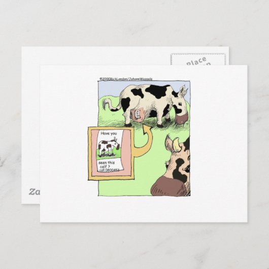 Vermisste Kuh Funny Cartoon Geschenke & Sammlerstü Postkarte (Vorne/Hinten)