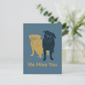 Vermisste Mops Postkarte (Stehend Vorderseite)