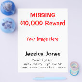 Vermisste Person Custom Foto Belohnung Red Black F Flyer (Einzeln)