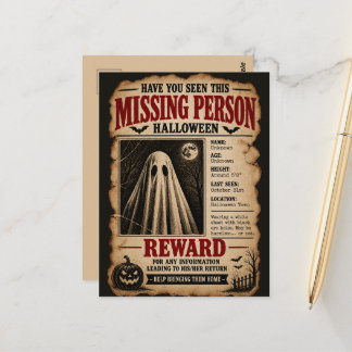 Vermisste Person Geist Halloween Postkarte