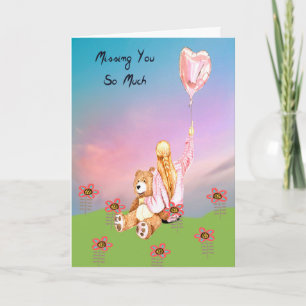 Vermisste Romance-Card-Girl & gestopfter Bär Karte