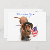 Vermisste Sie Patriotische Dackel Postkarte (Vorne/Hinten)