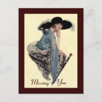 Vermisste Sie Zwanziger Glamour Postkarte