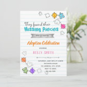Vermisste Stücke Adoption Party Einladung (Stehend Vorderseite)