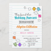 Vermisste Stücke Adoption Party Einladung (Vorne/Hinten)