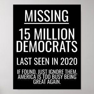 Vermissten 15 Millionen Demokraten Funny 2024 Wahl Poster